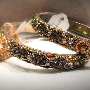 Gold Bangles Jewel Encrusted Duo